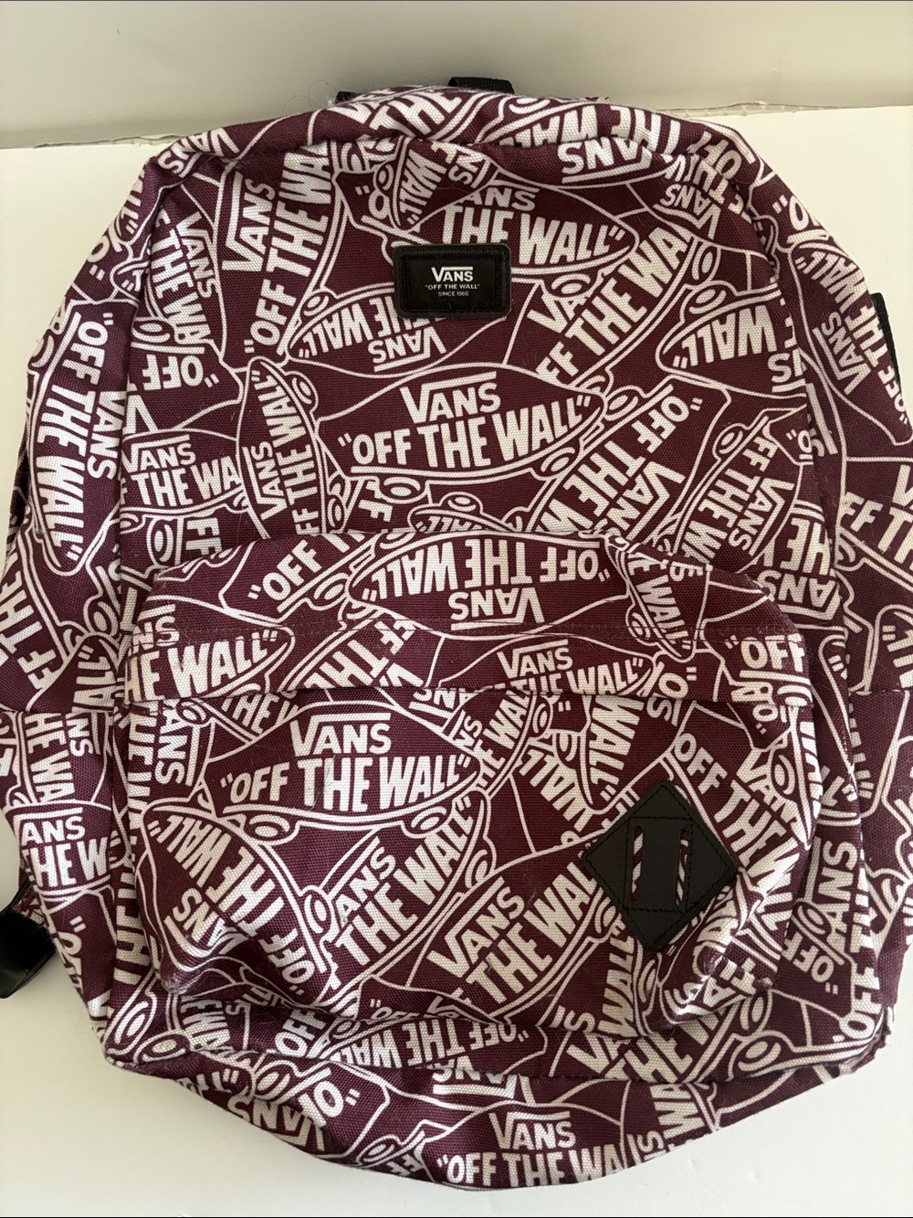VANS OFF THE WALL Logo backpack Burgundy and white color school kids